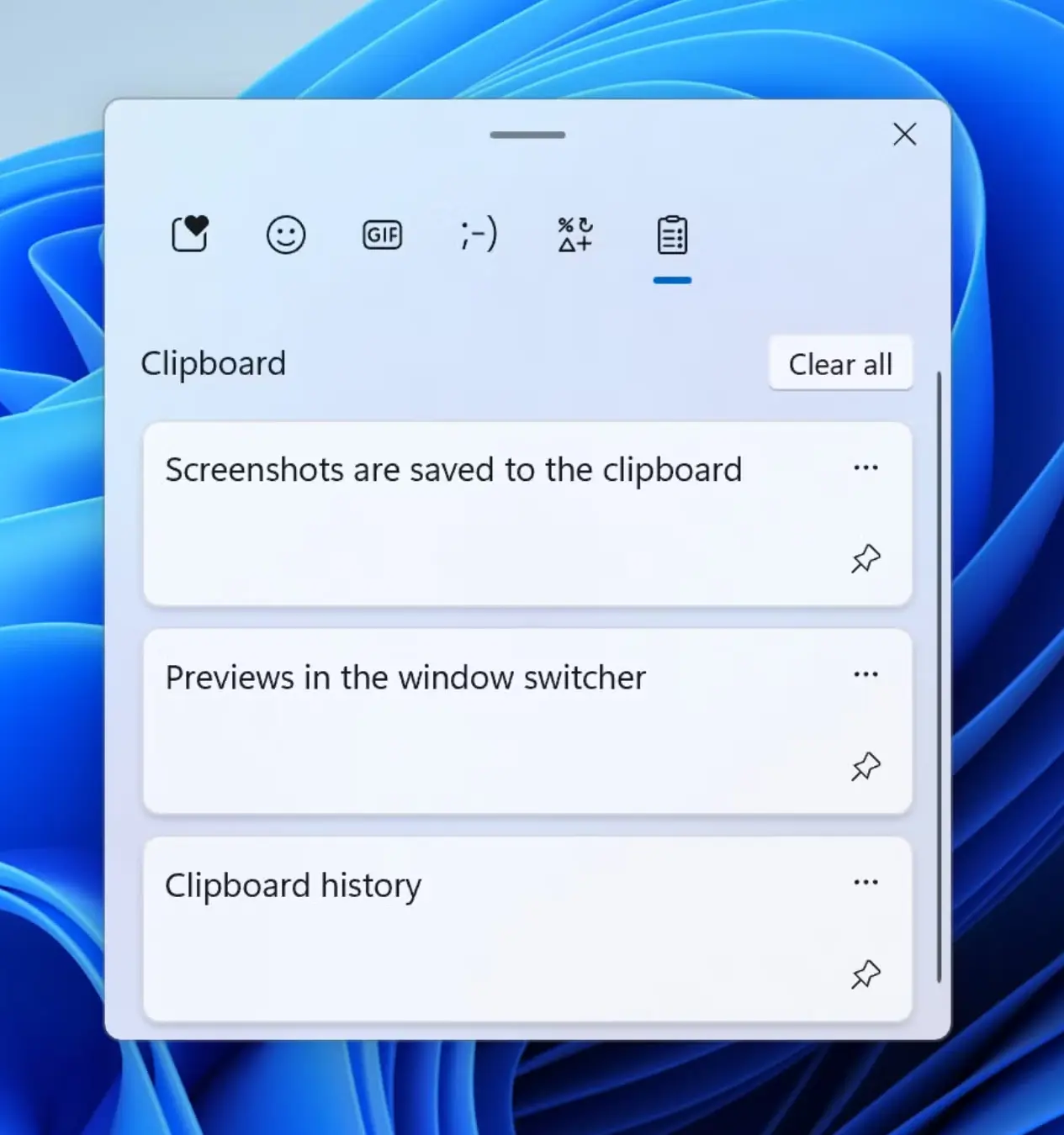 The built-in Windows 11 clipboard history